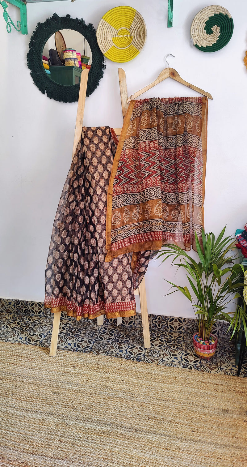 KOTA AZRAK SAREE WITH FLORAL JAAL