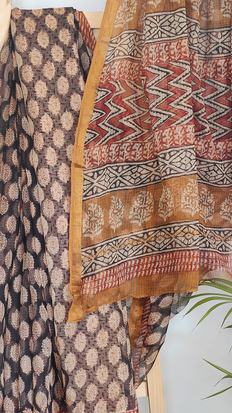 KOTA AZRAK SAREE WITH FLORAL JAAL