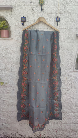 GREY BANARSI ORGANZA DUPATTA