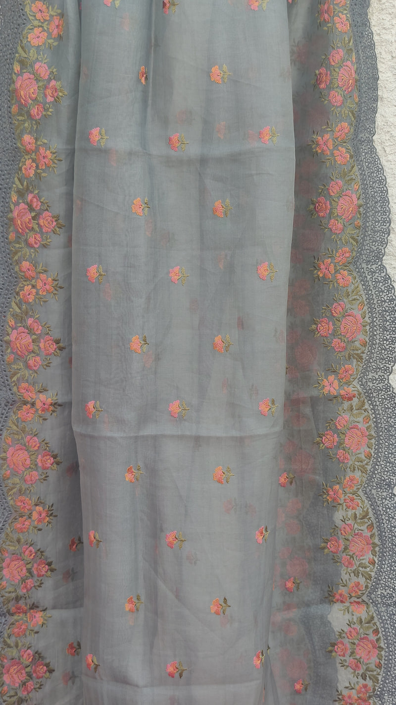 GREY BANARSI ORGANZA DUPATTA