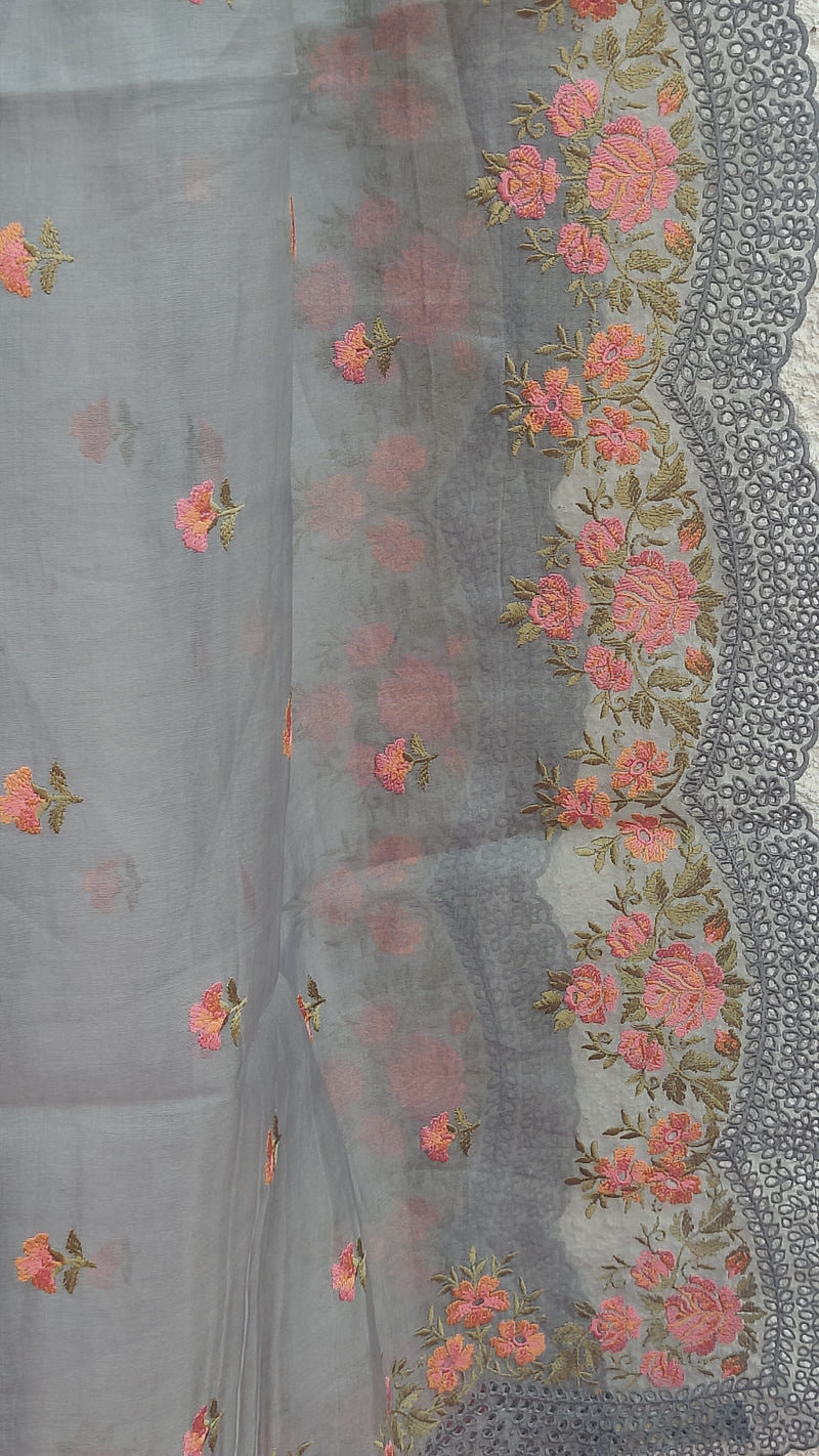 GREY BANARSI ORGANZA DUPATTA