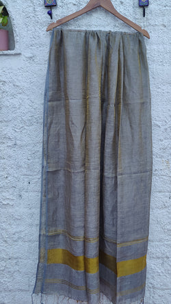 GREY LINEN ZARI DUPATTA