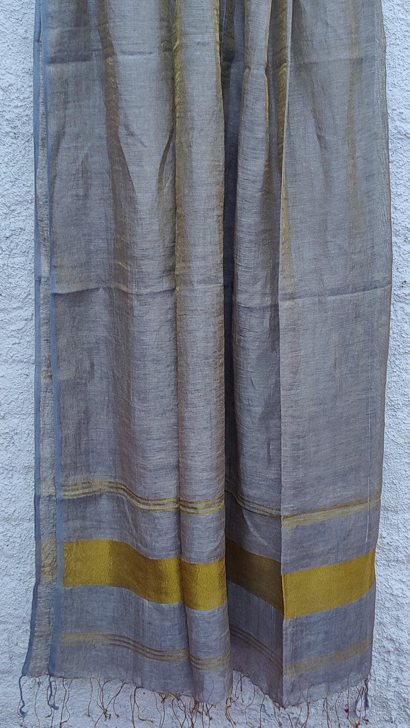 GREY LINEN ZARI DUPATTA