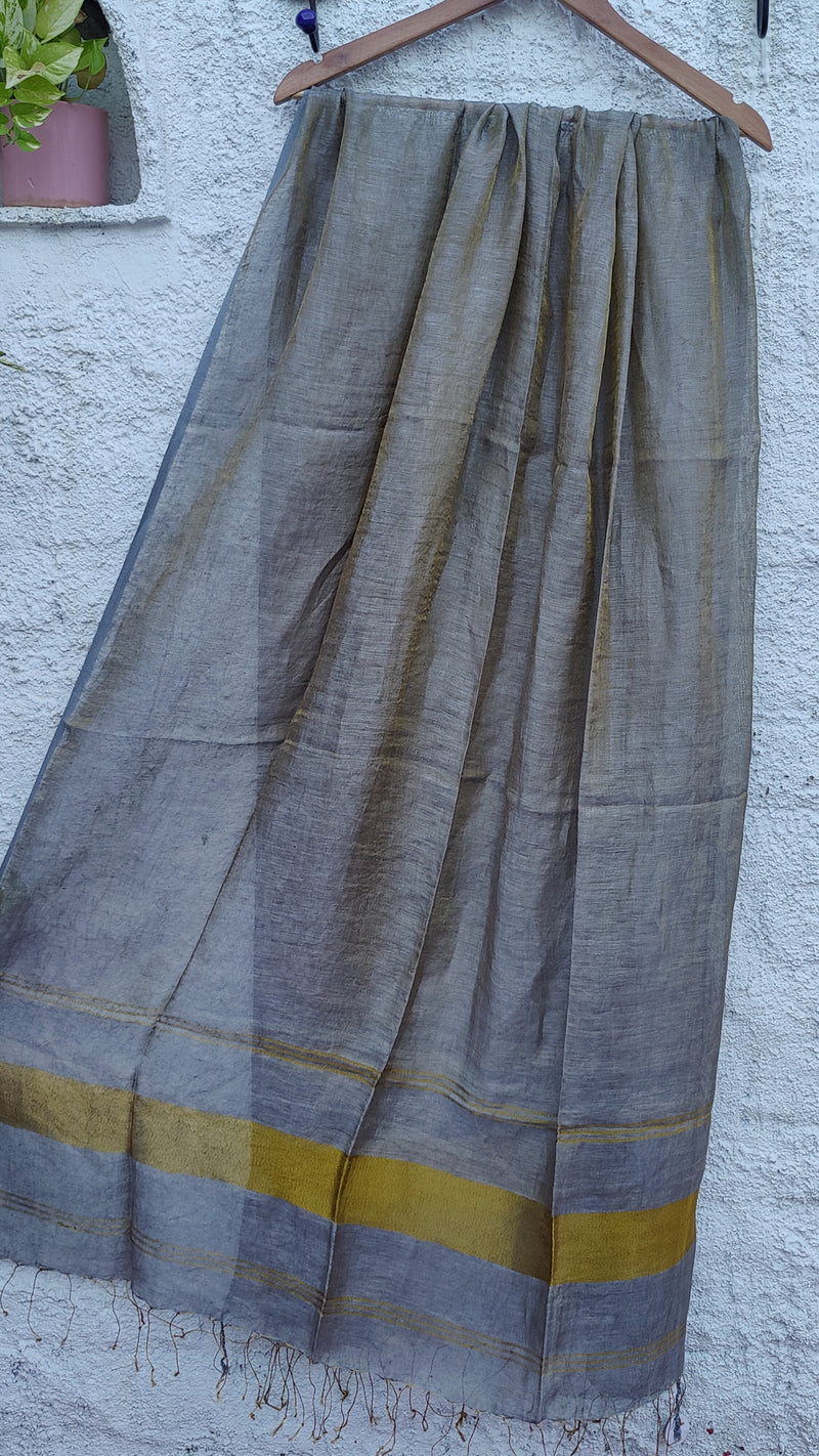 GREY LINEN ZARI DUPATTA