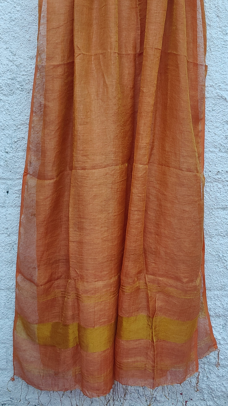 RUST LINEN ZARI DUPATTA