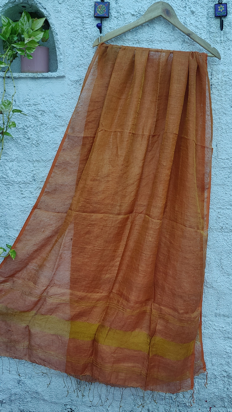 RUST LINEN ZARI DUPATTA