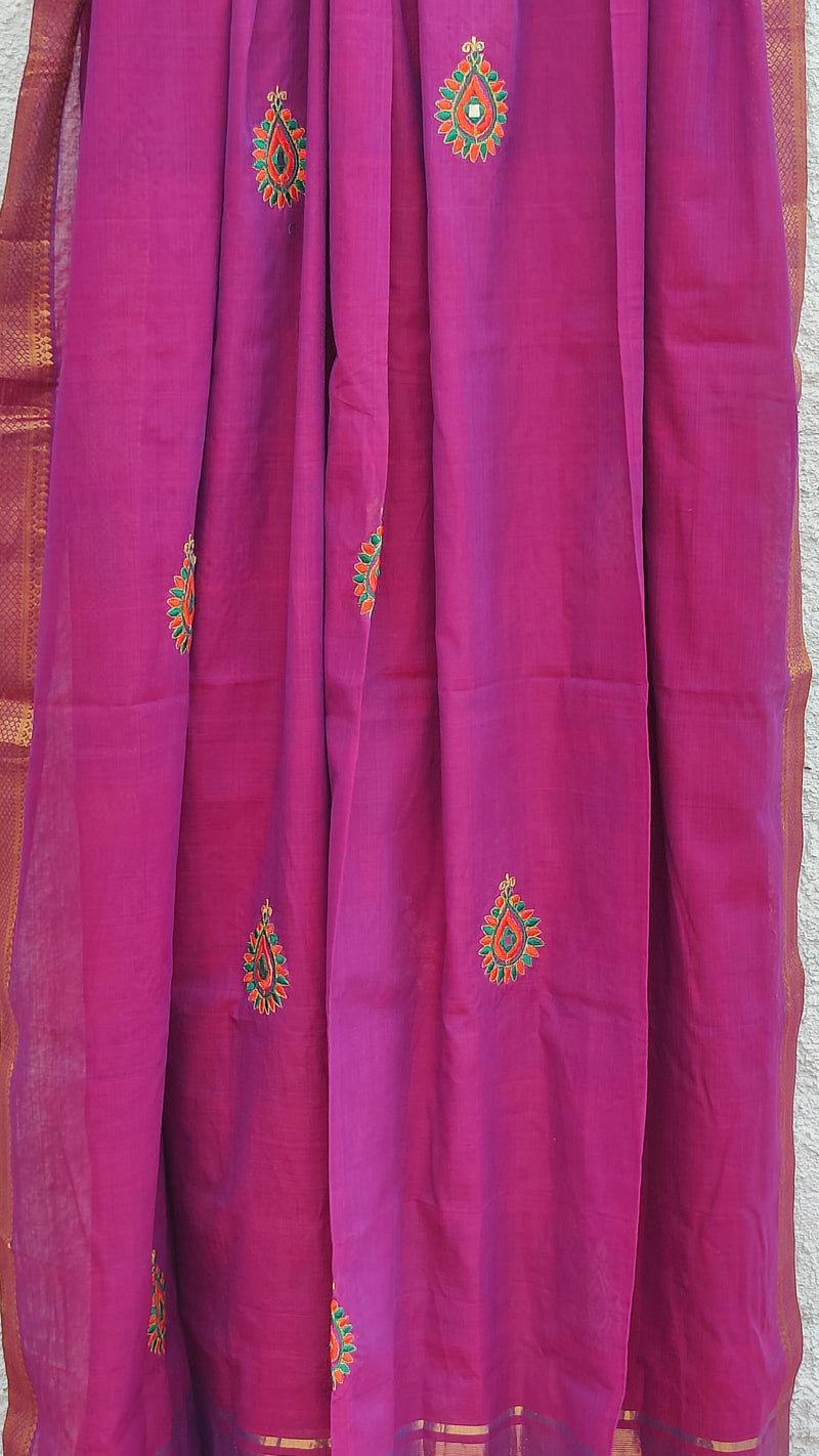 MAROON MANGALGIRI COTTON DUPATTA WITH MOTIFS