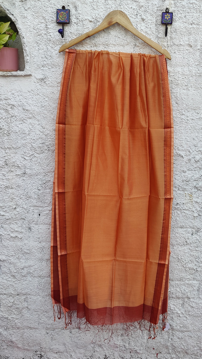 DULL RUST MAHESHWARI SILK DUPATTA