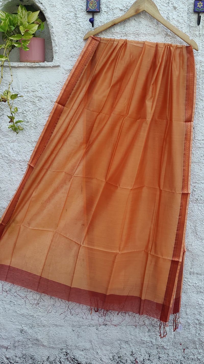 DULL RUST MAHESHWARI SILK DUPATTA