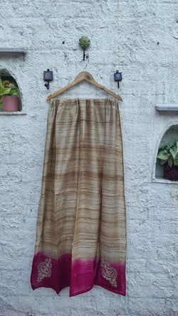 SHADED MAJENTA-NATURAL TUSSAR DUPATTA WITH ZARDOZI WORK - NIKHAR