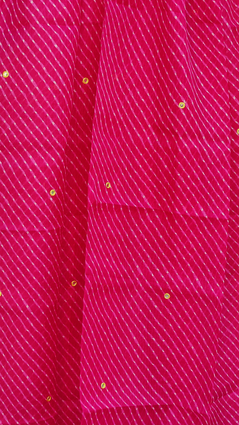 RANI (MAJENTA) LEHERIYA KOTA DUPATTA WITH MIRROR WORK