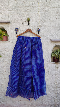 BLUE LEHERIYA KOTA DUPATTA WITH MIRROR WORK