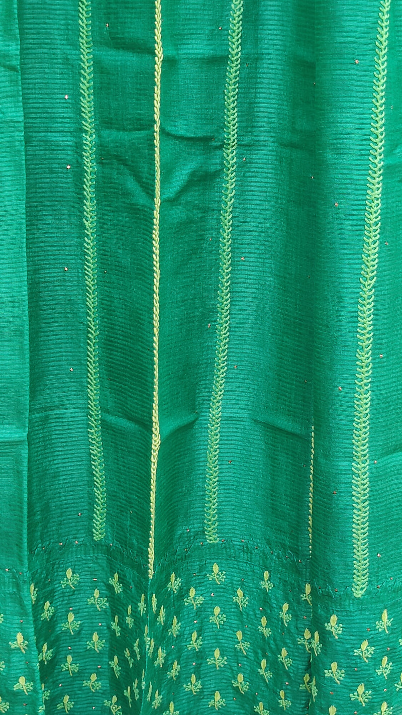 TEAL RIBBED TUSSAR SILK DUPATTA WITH CHIKANKARI, DARAZ & MUKAISH