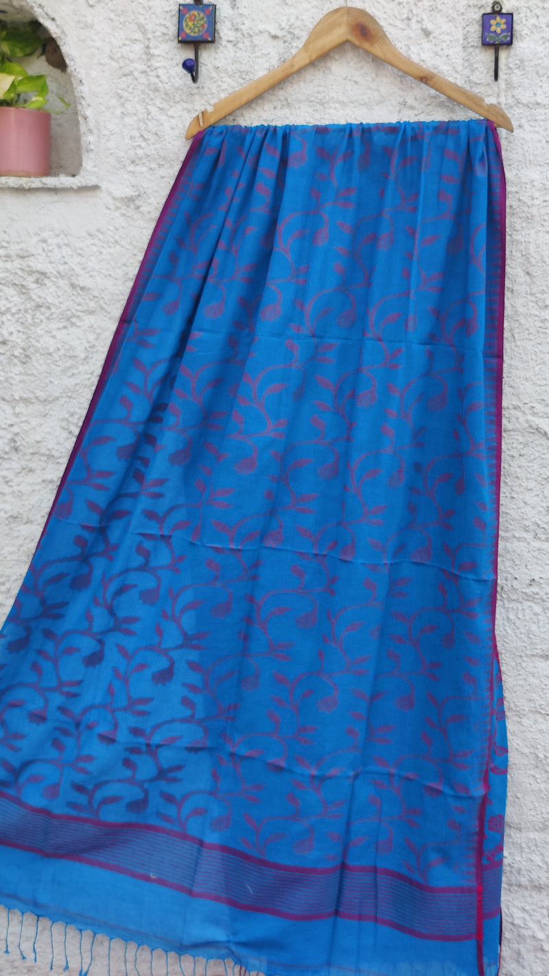 BLUE JAAL MULMUL JAAMDANI DUPATTA