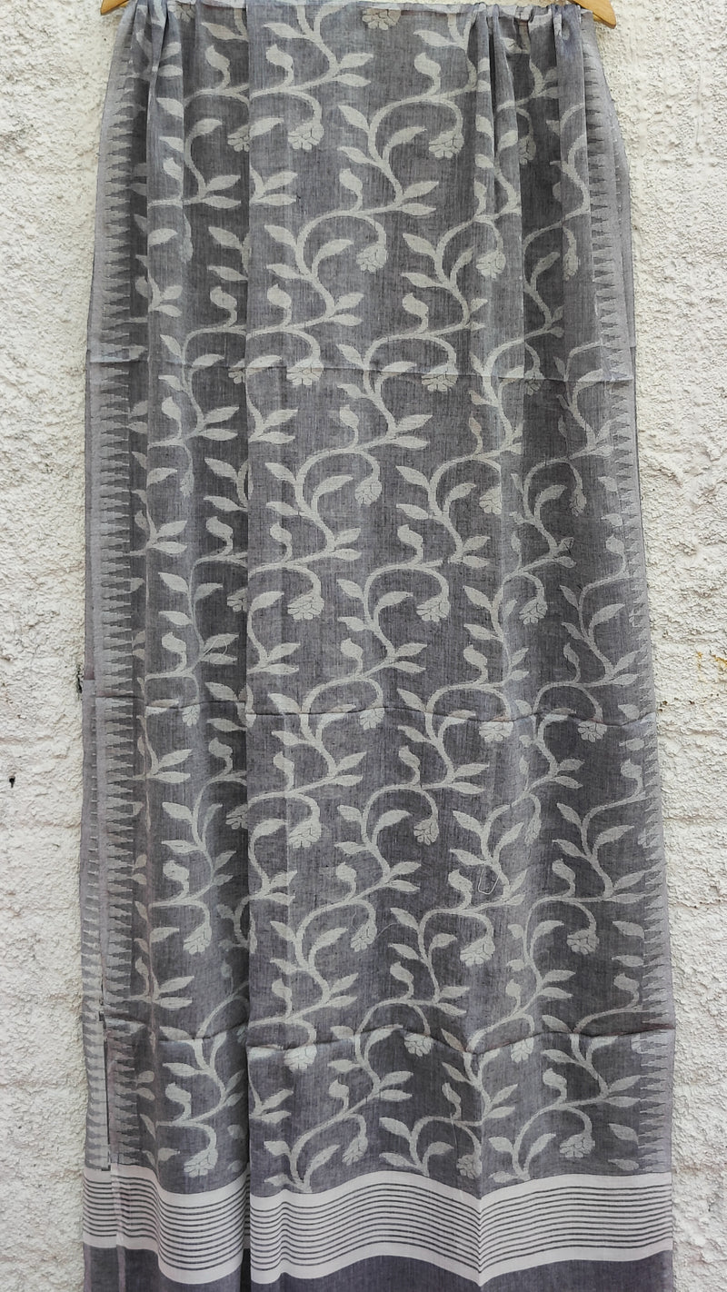 GREY JAAL MULMUL JAAMDANI DUPATTA