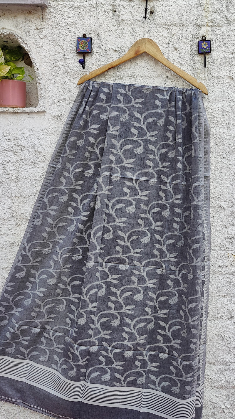 GREY JAAL MULMUL JAAMDANI DUPATTA