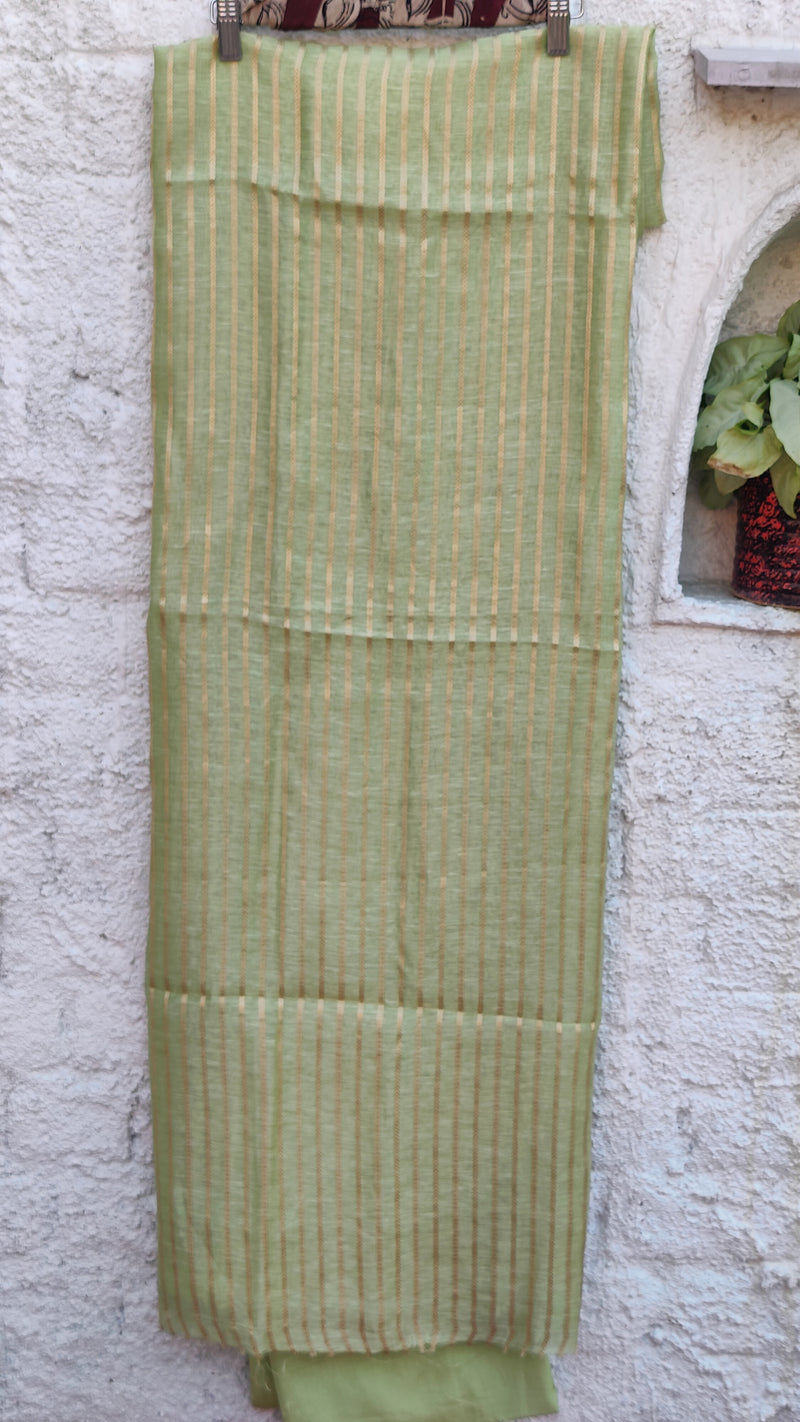 PISTA GREEN SILK LINEN BANARSI WEAVE SUIT SET