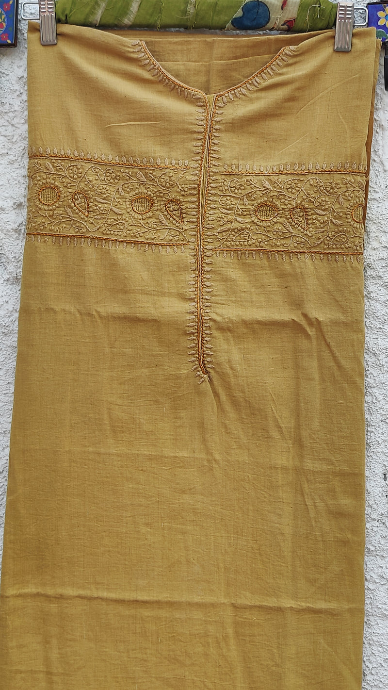 BEIGE MALKHA WITH CHIKANKARI & JAALI WORK - MUL CHANDERI DUPATTA