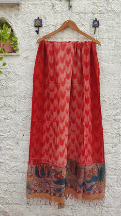 RUST WITH TEAL CHENNURI SILK KALAMKARI WITH SHIBORI DUPATTA