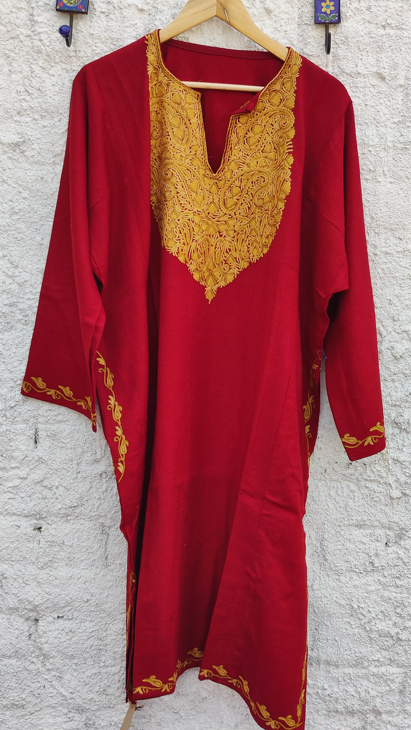 MAROON FIRAN WITH KASHMIRI HAND EMBROIDERY