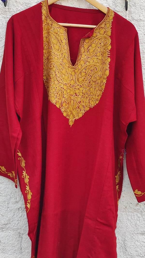 MAROON FIRAN WITH KASHMIRI HAND EMBROIDERY