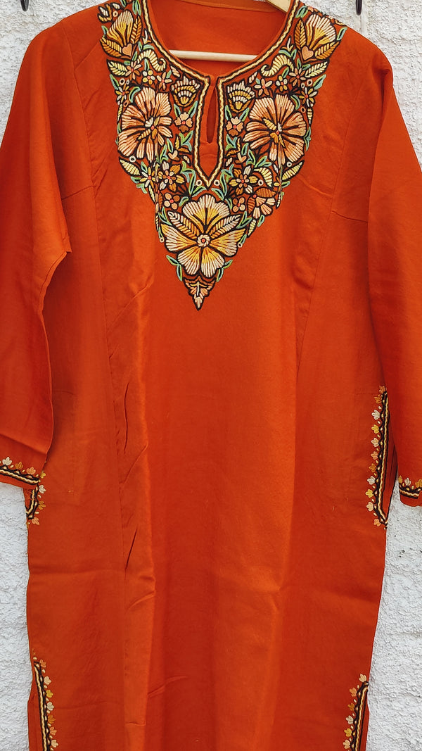 RUST BROWN FIRAN WITH HAND EMBROIDERY