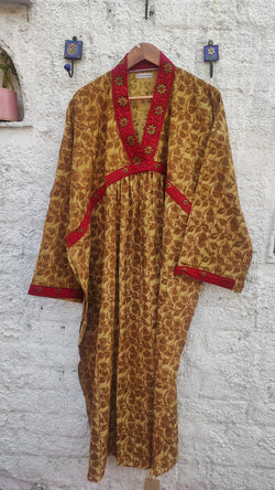 BEIGE BROWN COTTON KALAMKARI WITH CHIKANKARI KURTA