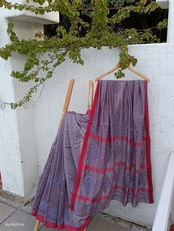 LAVENDER MAHESHWARI SAREE WITH CHIKANKARI MOTIFS