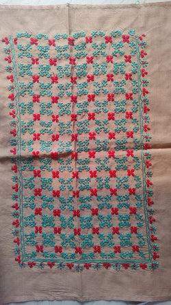 MUD COLOUR  MANGALGIRI COTTON CHIKANKARI YOKE AND SLEEVES