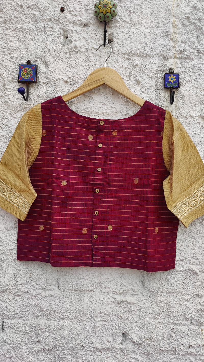 MAROON BEIGE CHIKANKARI BLOUSE