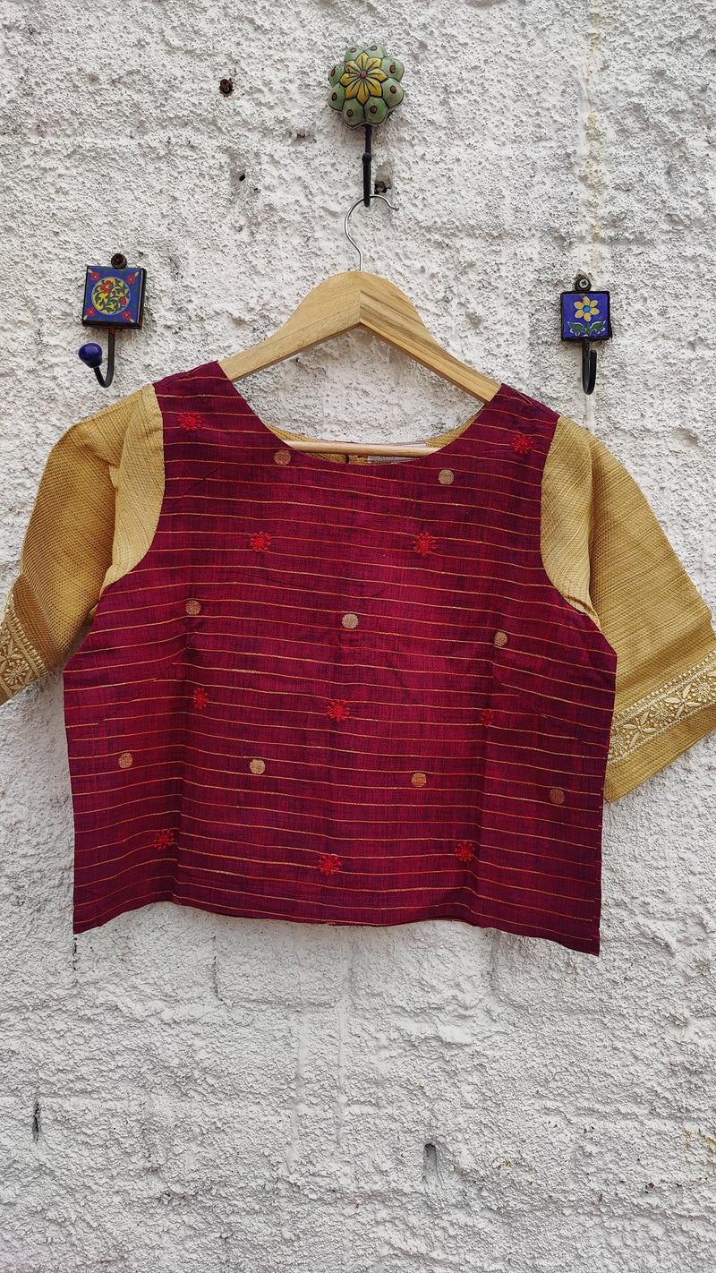 MAROON BEIGE CHIKANKARI BLOUSE