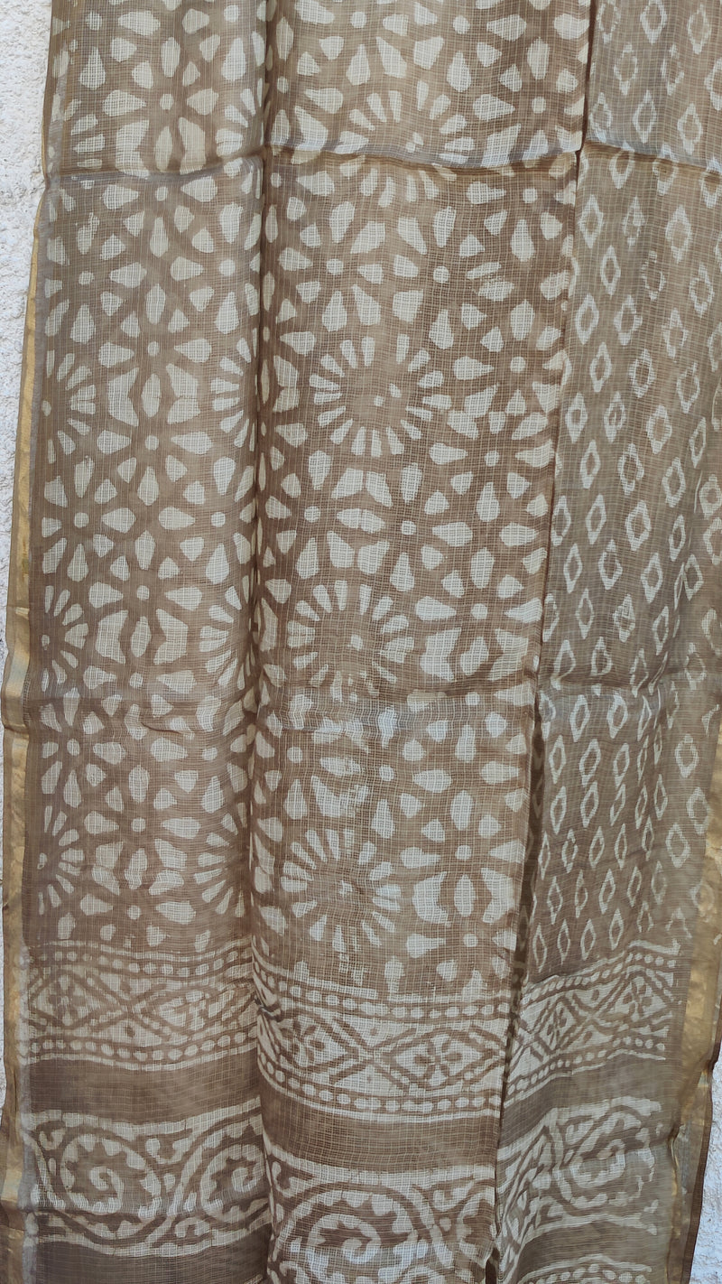 KASHISH BROWN KOTA SILK HAND BLOCK PRINTED DUPATTA