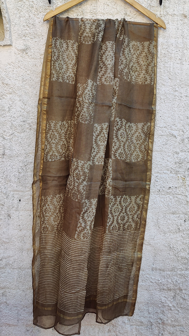 KASHISH BEIGE KOTA SILK HAND BLOCK PRINTED DUPATTA