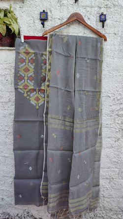 LIGHT GREY JAMDANI KURTA & DUPATTA