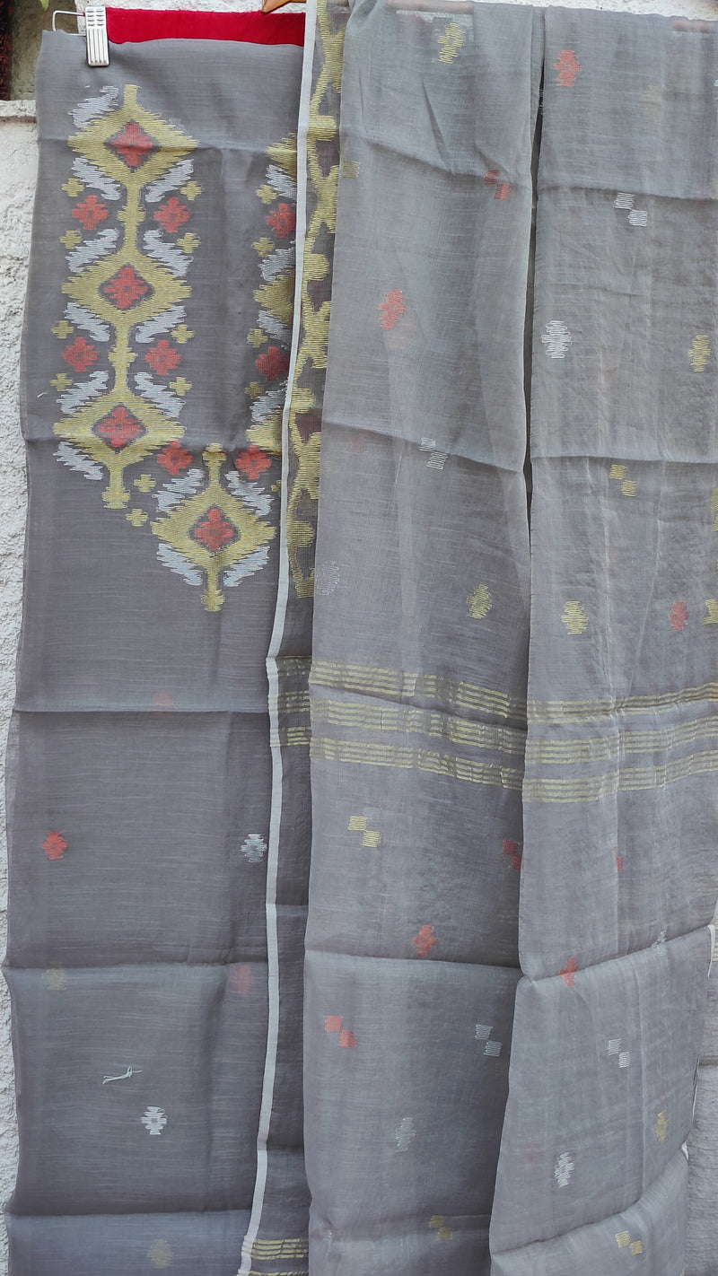 LIGHT GREY JAMDANI KURTA & DUPATTA