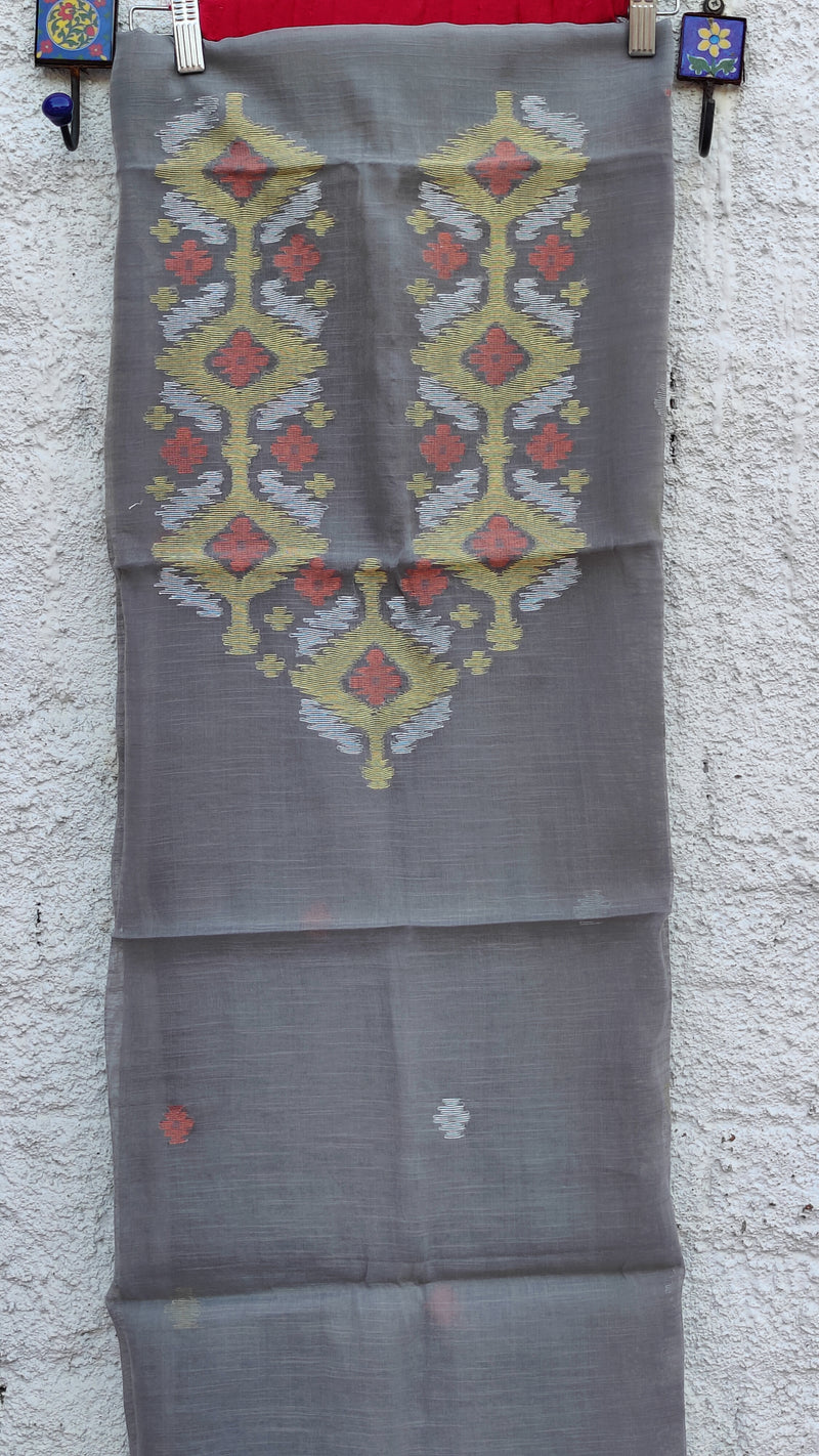 LIGHT GREY JAMDANI KURTA & DUPATTA