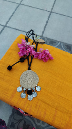 JUTE WITH COINS PENDANT NECK PIECE