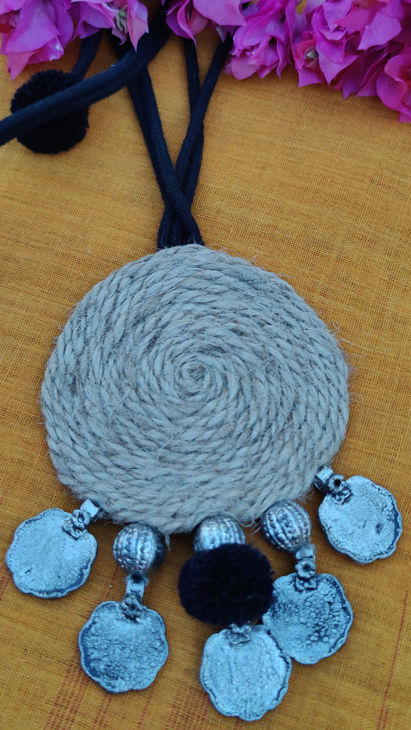 JUTE WITH COINS PENDANT NECK PIECE