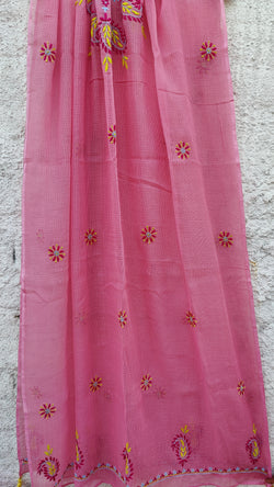 BARBIE PINK KOTA DUPATTA WITH 'DO TAAR' CHIKANKARI