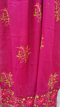 DARK PINK KOTA DUPATTA WITH 'DO TAAR' CHIKANKARI