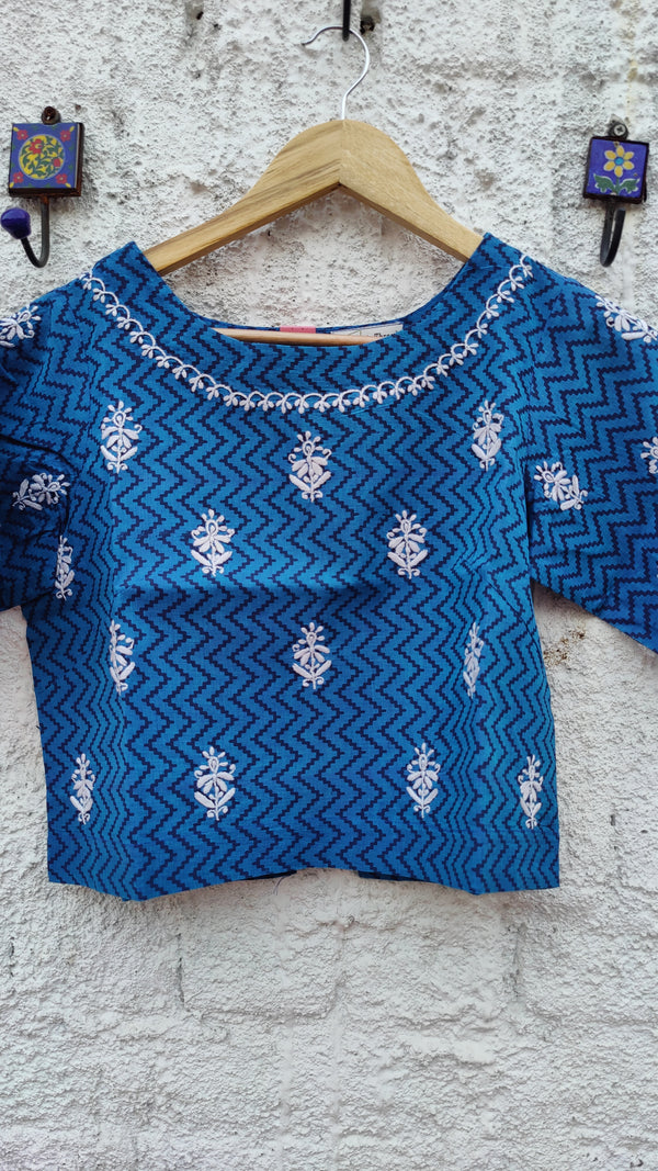 LAPIS BLUR MANGALGIRI CHIKANKARI BLOUSE