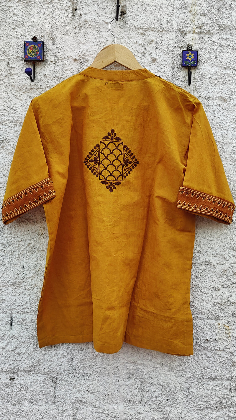 MUSTARD MANGALGIRI WITH CHIKANKARI & BEADS