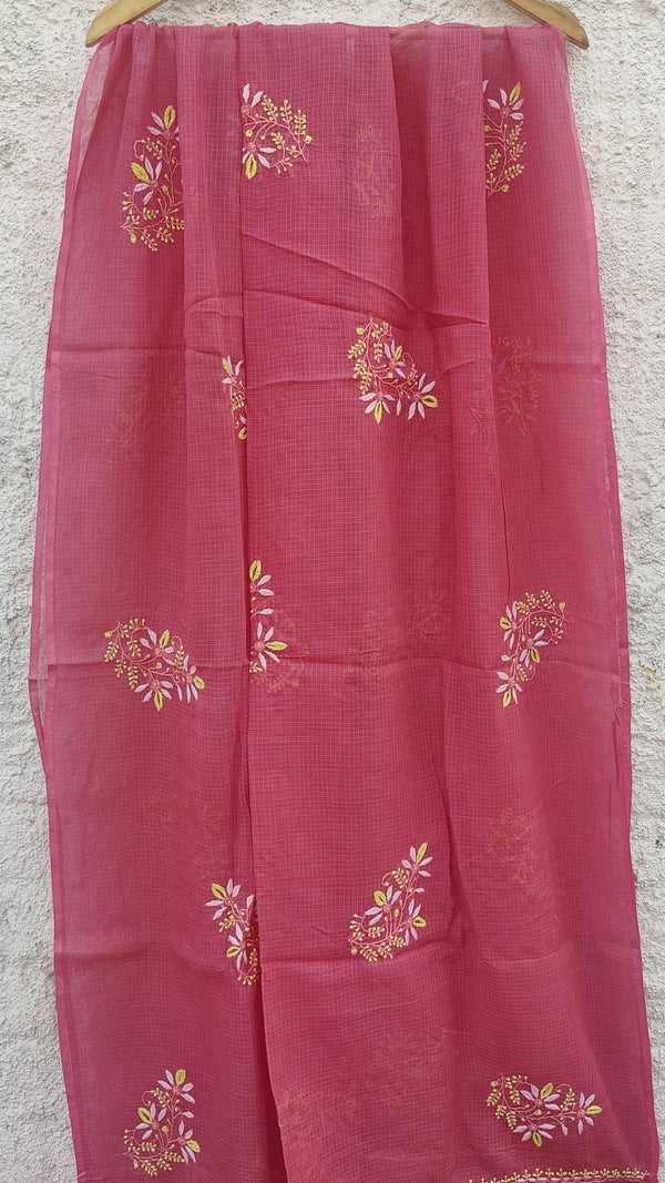 PUNCH PINK KOTA DUPATTA WITH 'DO TAAR' CHIKANKARI