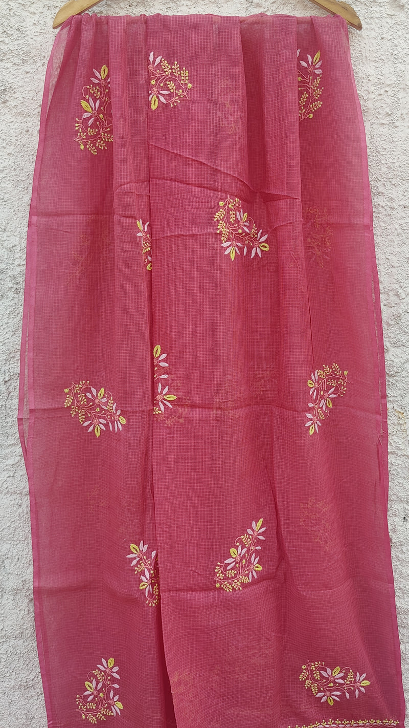 PUNCH PINK KOTA DUPATTA WITH 'DO TAAR' CHIKANKARI