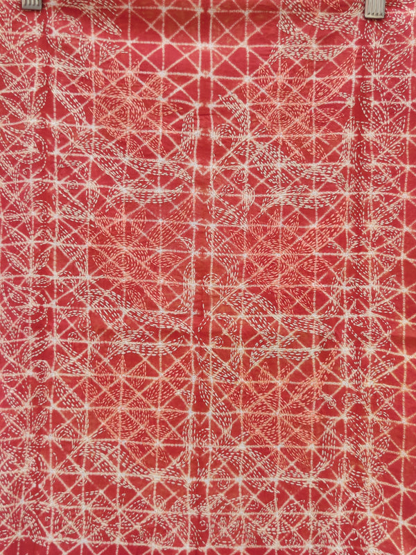 BRICK RED COTTON WITH SHIBORI & CHIKANKARI KURTA