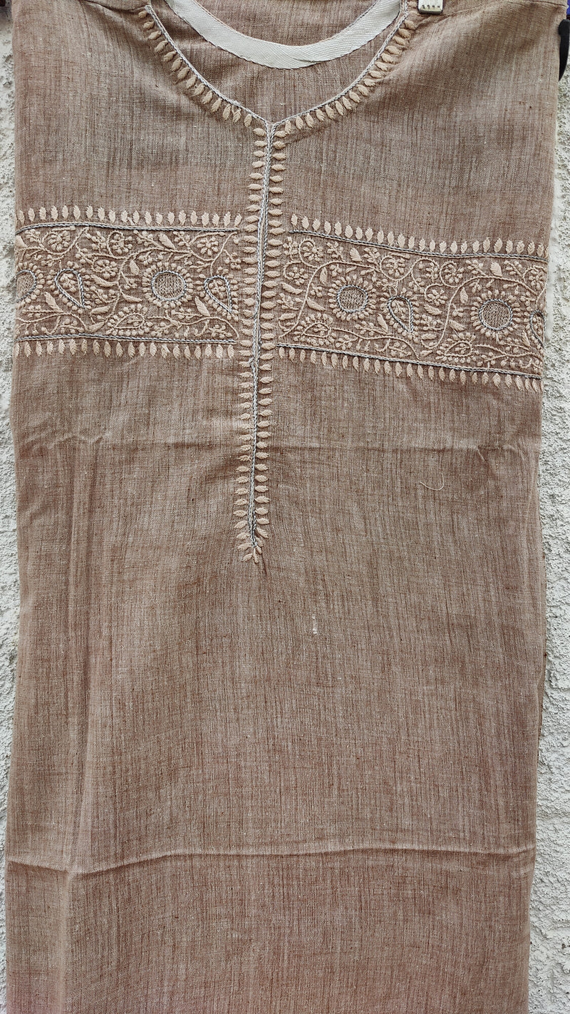 MACAROON CREAM MALKHA WITH CHIKANKARI & JAALI WORK - MUL CHANDERI DUPATTA