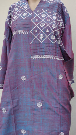 LAVENDER SHORT COLOUR MANGALGIRI KURTA WITH CHIKANKARI - PINTEX