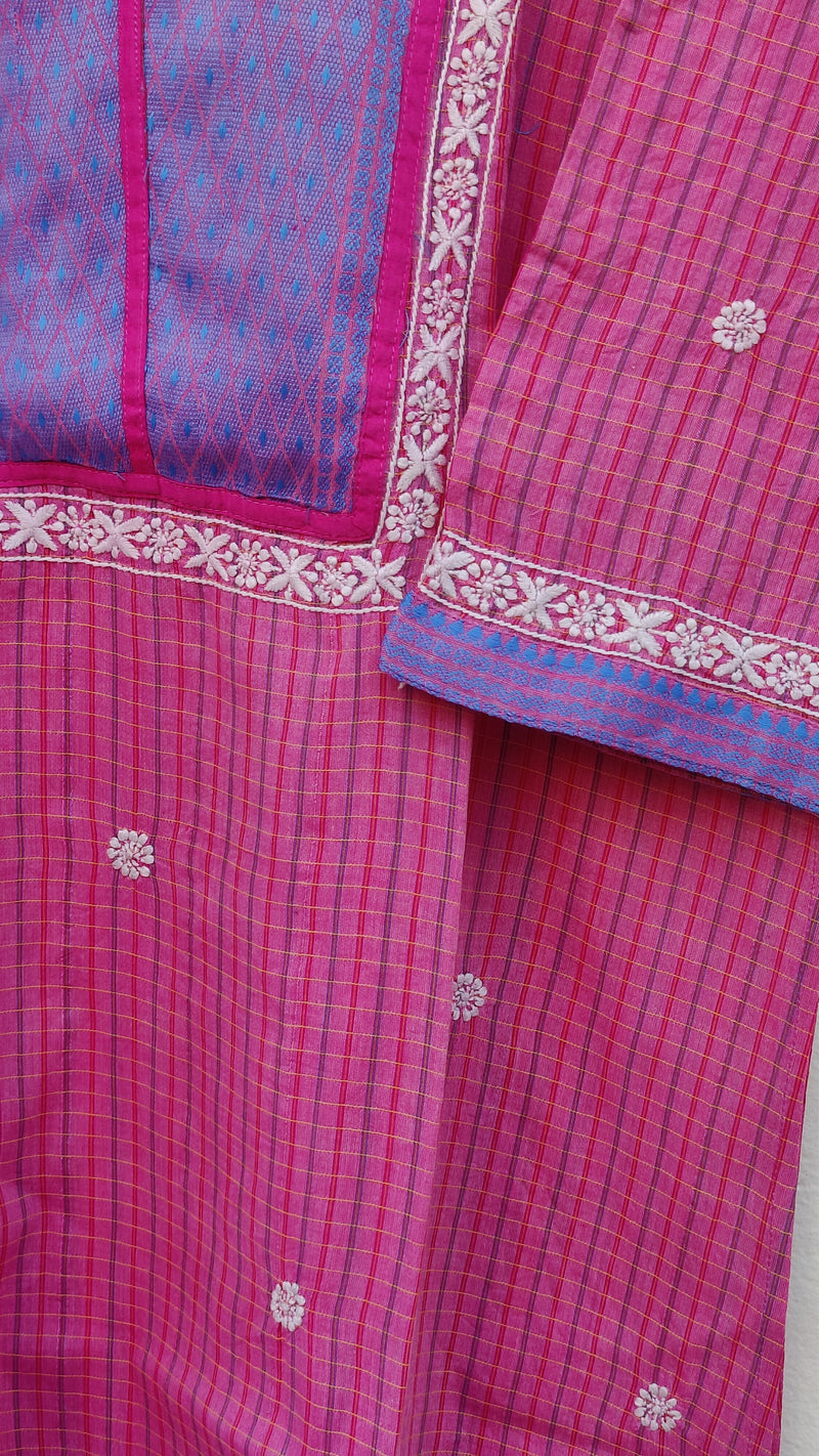 PINK SOUTH COTTON KURTA WITH CHIKANKARI