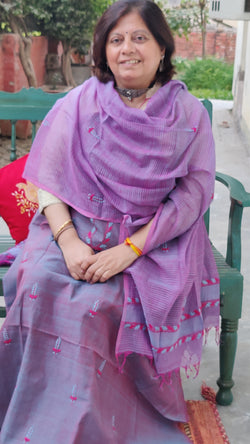 SHORT COLOUR DARK LAVENDER MANGALGIRI KURTA DUPATTA - WITH CHIKANKARI