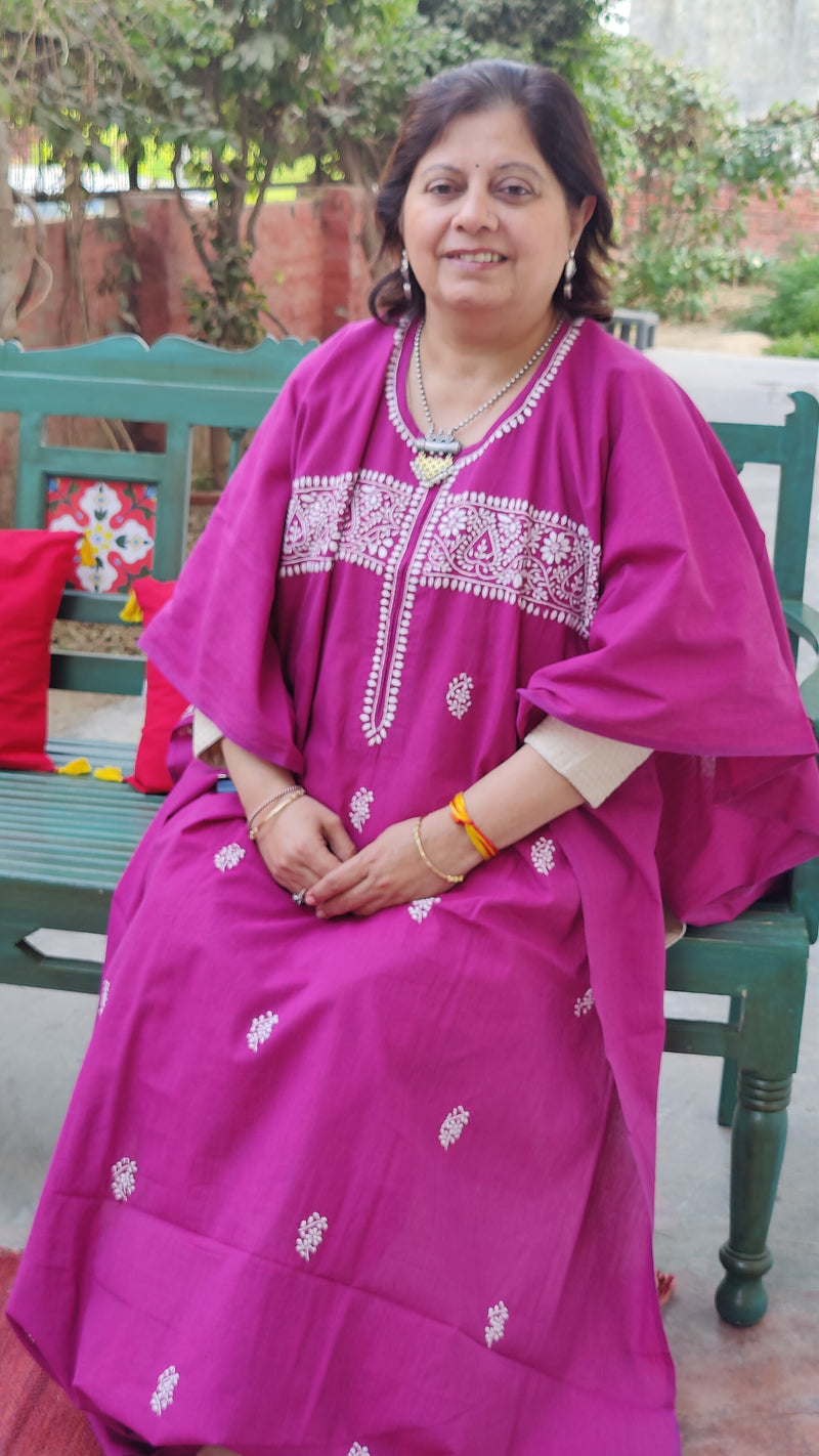 AMARANTH MANGALGIRI KURTA WITH CHIKANKARI